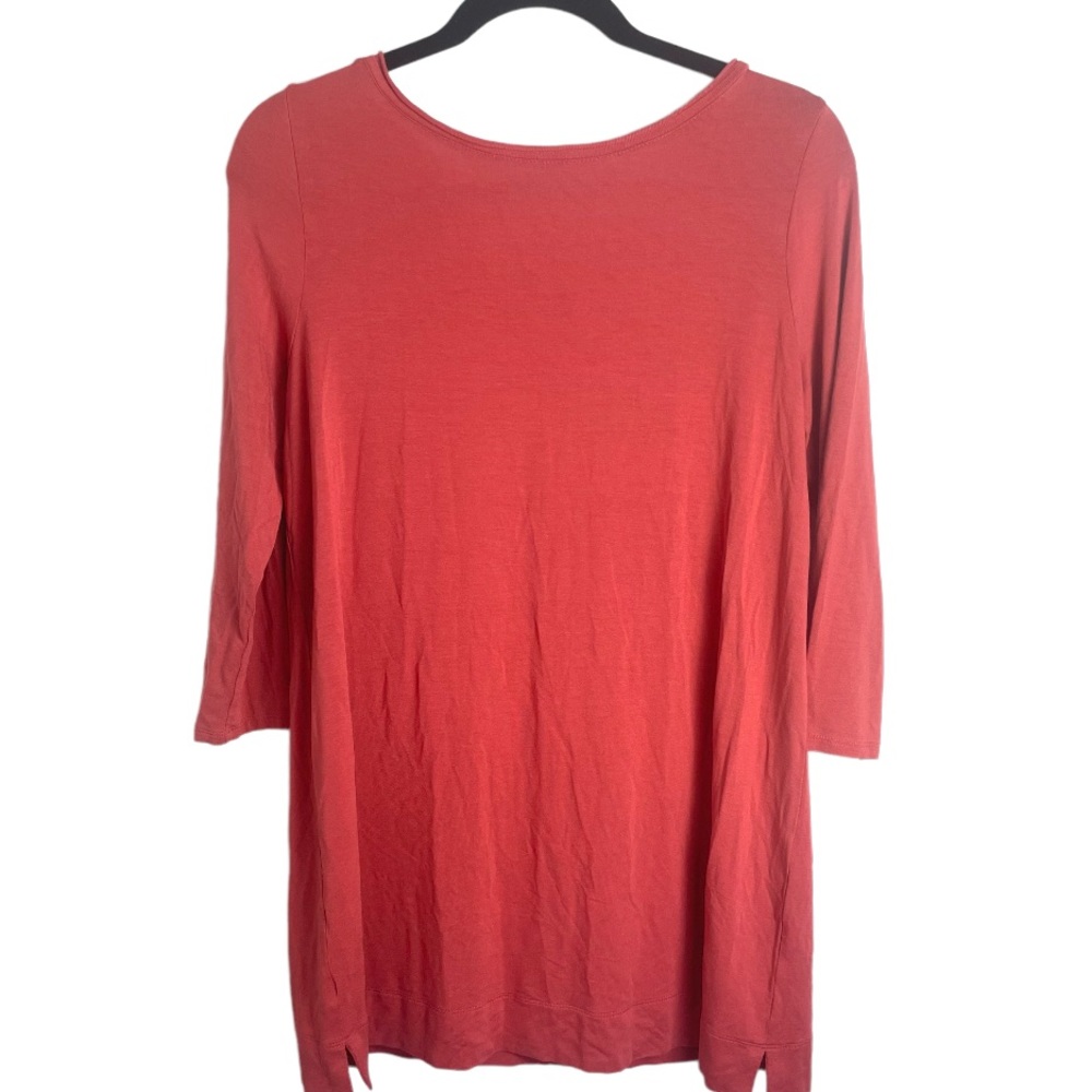 J Jill Wearever V-Back 3/4 Sleeve Tunic Salmon SZ S